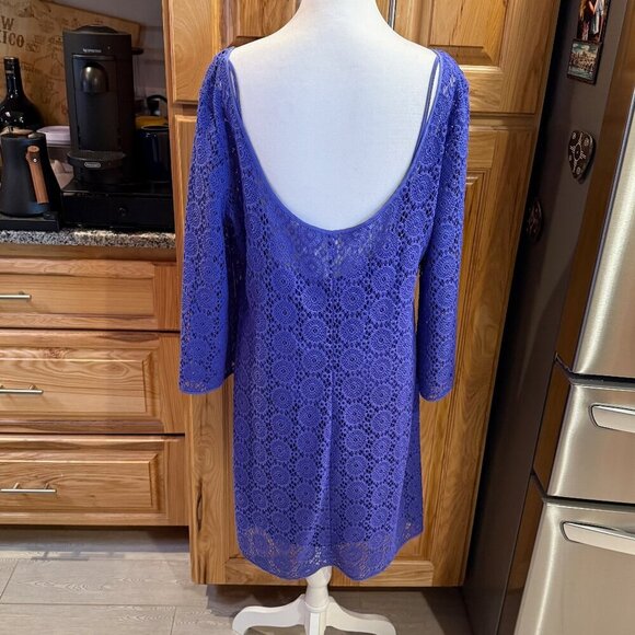 Lilly Pulitzer Topanga Dress Iris Blue Breakers Crochet Lace XL NWOT - Picture 2 of 14